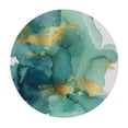 thumbnail image 4 of JRXY Waterproof Resistant Fabric Gold and Blue Abstract Art Round Tablecloth White, 4 of 8