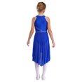 thumbnail image 3 of Hansber Kids Girls Shiny Rhinestone Sleeveless Lyrical Ballet Leotard Tulle Skirt Modern Contemporary Royal Blue 10, 3 of 7