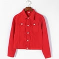 thumbnail image 5 of Vedolay Women Tops Women's Button Down Long Sleeve Casual Denim Jacket Coat With Pockets,Red L, 5 of 5