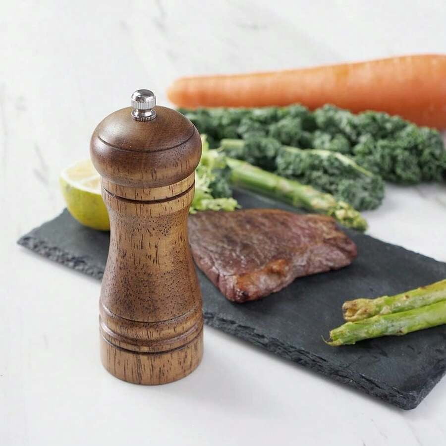 2PCS 5.7-Inch Wooden Pepper Grinder With Adjustable Grinding. This Wooden Pepper Grinder Or Salt Grinder Features An Adjustable Ceramic Rotor For Easy Use.