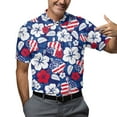thumbnail image 5 of Tropical Hibiscus American Flag Polo Shirts For Men Aloha Shirt Mens Polo Shirts Short Sleeve Button Up Shirt Men Golf Shirts, 5 of 7