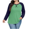thumbnail image 3 of Nfurl Raglan Shirts for Women Color Block Long Sleeve Ladies Tops Crewneck Blouses Plus Size Clothes Sky Blue,Sizes S-5X, 3 of 7