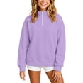 thumbnail image 2 of BLVB Boys Girls Quarter Zip Sweatshirt Stand Collar Fleece Pullovers Long Sleeve Kids Fashion Clothes(Purple,7-8 Years), 2 of 9
