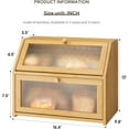 thumbnail image 6 of Bread Box for Kitchen Countertop Bin Double Layer Bread Box Storage Container Extra Large Capacity Farmhouse with Diamond Pattern Windows (Natural, Large), 6 of 13