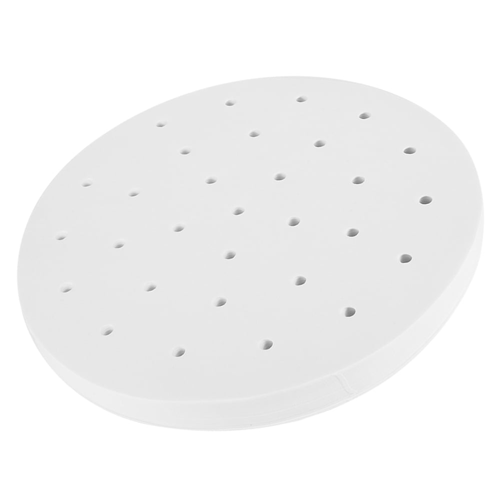 NFTIGB 400PCS Disposable Perforated Steamer Paper 9.4 Inches / 24 cm Round Non-Stick Steaming Basket Liners Mat Air Fryer Baking Sheets Kitchen Tools
