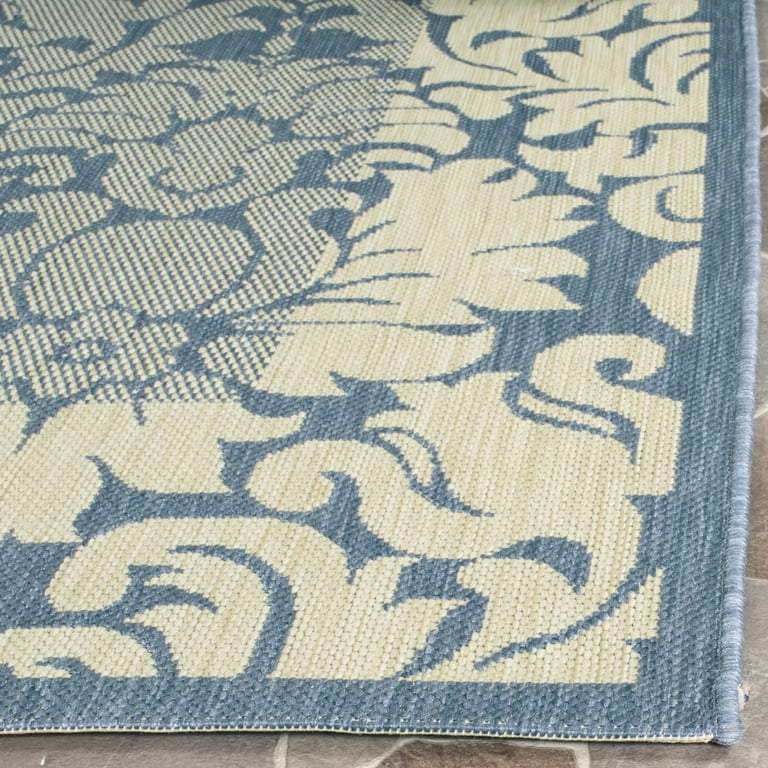 3' X 5' Blue and Gray Damask Indoor Outdoor Area Rug 3' X 5' Blue and Gray Damask Indoor Outdoor Area Rug