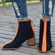 thumbnail image 3 of NECHOLOGY Botas Mujer Adulto Femenino Zapatos Botines mujer Botines de tacón grueso con cremallera trasera y panel de gamuza retro a la moda para mujer (Black, 8), 3 of 7