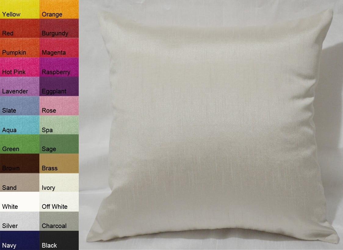 Aiking Home Solid Faux Silk Euro Sham / Pillow Cover 24 by 24 Ivory