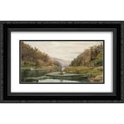 Julian Ashton 2x Matted 24x18 Black Ornate Framed Art Print 'Boatman on the Hawkesbury River, at Cole and Candle Creek, near Akuna Bay '