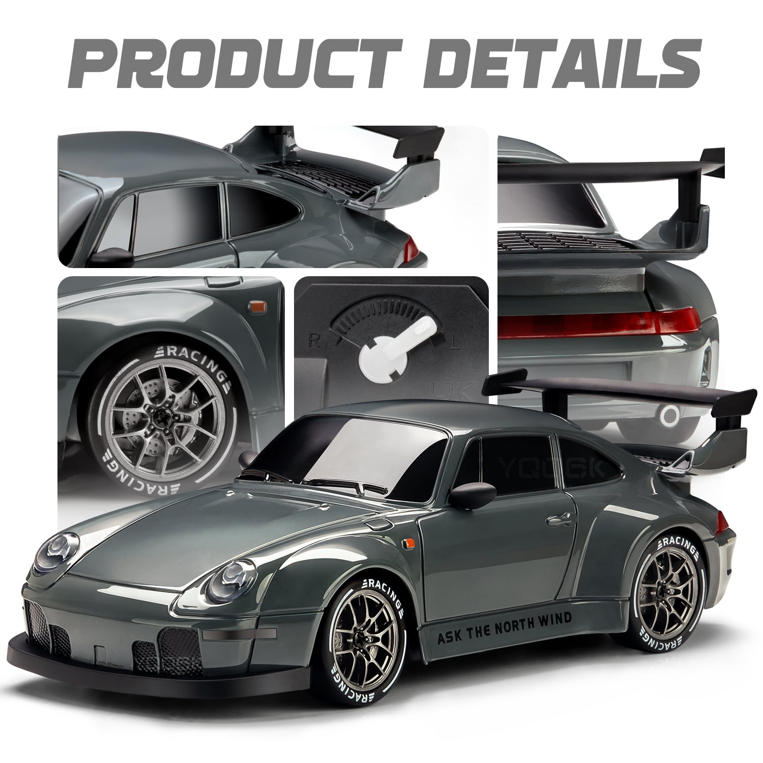Storvive RC Drift Car, 1:24 Remote Control Car, 20KM/H 4WD High Speed RC Race with Two Batteries, LED Lights, Vehicle for Adults Boys Girls