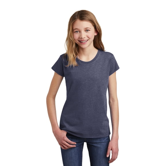 District Teen Female Regular Plain Short Sleeves T-Shirt Hthrd Navy Large