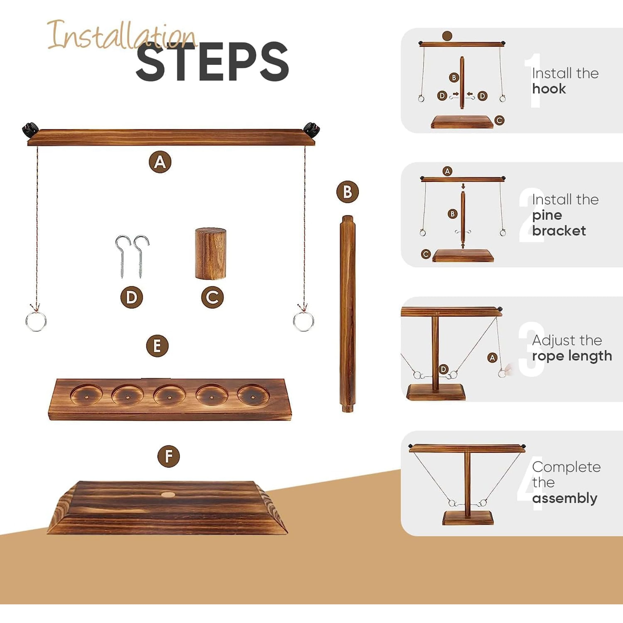 Bolaball: Wooden Hook & Ring Toss Game