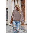thumbnail image 2 of Womens Sweaters Pullover Oversized Deep V Neck Off Shoulder Tops Long Sleeves Loose Knit Sweater, 2 of 6