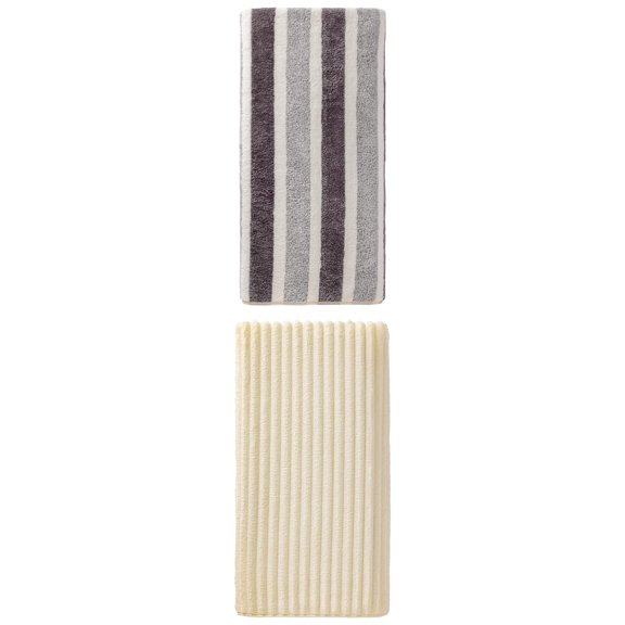 Unique Bargains Fluffy Coral Bath Towel 2 Pack Grey/Milky White 71" x 35"/55" x 28"