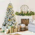 thumbnail image 3 of Topbuy 7.5'Hinged Artificial Christmas Tree Unlit w/ Metal Stand Premium Snow Flocked, 3 of 10
