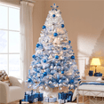 thumbnail image 2 of Alden Design 7.5Ft Pre-lit Flocked Artificial Christmas Tree with Foldable Stand, Lake Blue Gradient, 2 of 9