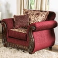 thumbnail image 2 of Furniture of America Petunia Traditional Fabric Upholstered Chair, Wine, 2 of 6