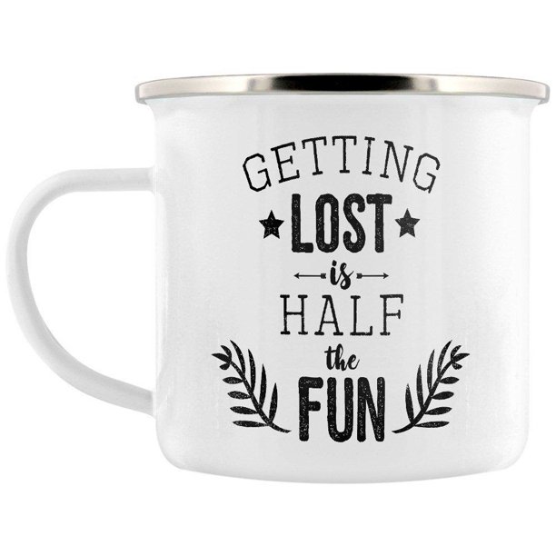 Grindstore - Taza esmaltada modelo Getting Lost Is Half The Fun (Blanco)