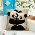 thumbnail image 2 of Lilixerw 3D Panda Animal Embroidery Plush Pillow Cover,Short-Pile Plush Print Cute Animal Pillowcase for Living Room Bedroom Decor,18 x 18 Inch Spring Home Cushion Case, 2 of 6
