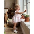 thumbnail image 4 of BemeyourBBs Newborn Baby Girls Summer Clothes Infant Baby Girls Smocked Outfits Cute Bow Print Flying Short Sleeve Babydoll Tunic Shirt Tops and Bubble Bloomer Shorts Set, 4 of 9