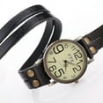 thumbnail image 3 of Big Face Easy to Read Wrap Around Wrist Leather Snap-On Black Band Style Watch 91-LB, 3 of 4