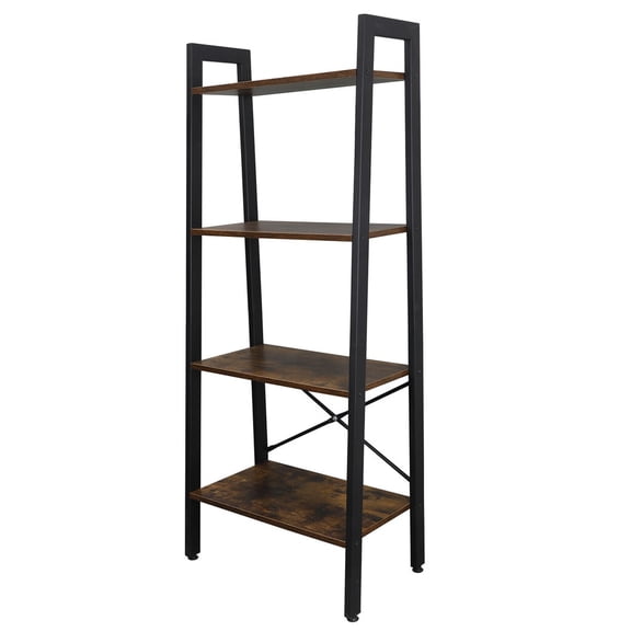 WSSYzyzf 4-Tier Ladder Shelf, Rustic Bookshelf Leaning Plant Stand for Indoor Storage