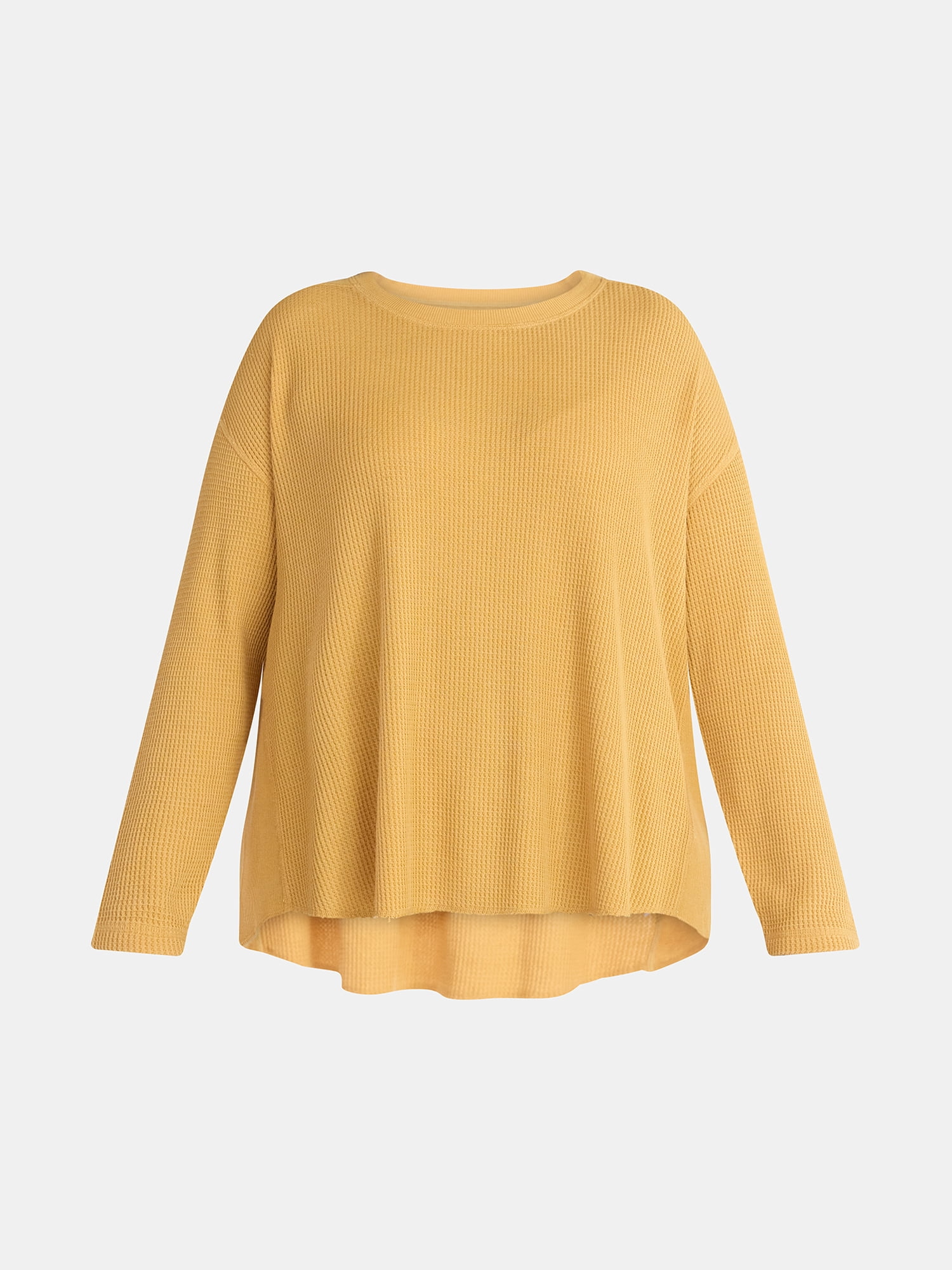 Terra & Sky Women's Plus Size Waffle Tunic with Long Sleeves, Sizes 0X-5X