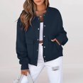 thumbnail image 2 of Niaviben Bomber Jacket Women Crop Jackets for Women Warm Jackets for Women Pea Coat Wool Coats Jackets for Women Trendy Shirts for Women Dressy Casual Navy S, 2 of 4