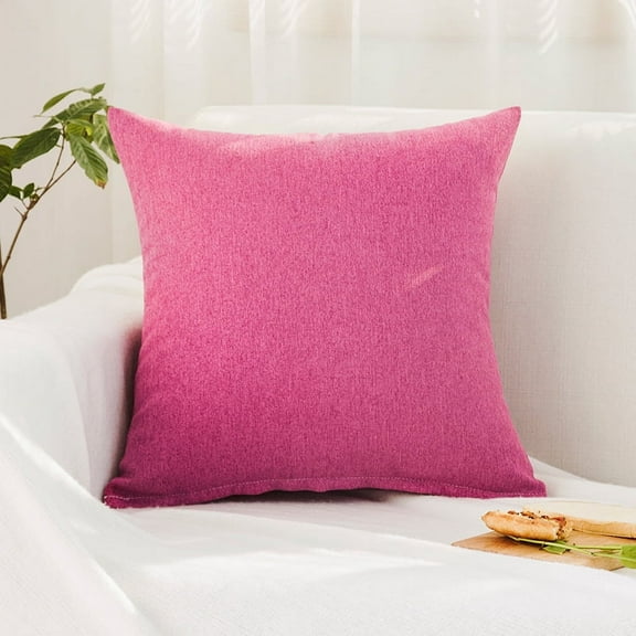 XmhyTop Decorative Pillow, 35x55cm Pink Purple Plain Throw Pillow, 1 Pcs Accent Pillows for Couch with Linen-Cotton Cover & PP Cotton Filling, Soft Comfortable Cushion for Sofa, Bed, Living Room