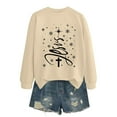 thumbnail image 4 of Christmas Sweatshirts for Women Loose Fit Christian Printed Vintage Xmas Tree Holiday Tops Casual Pullovers (M, Khaki), 4 of 7