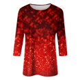 thumbnail image 3 of Womens Sparkly Tops, 3/4 Sleeve Shirts for Women Fall Fashion Loose Fit Shiny Sequins Printed Crewneck T-Shirts, 3 of 4