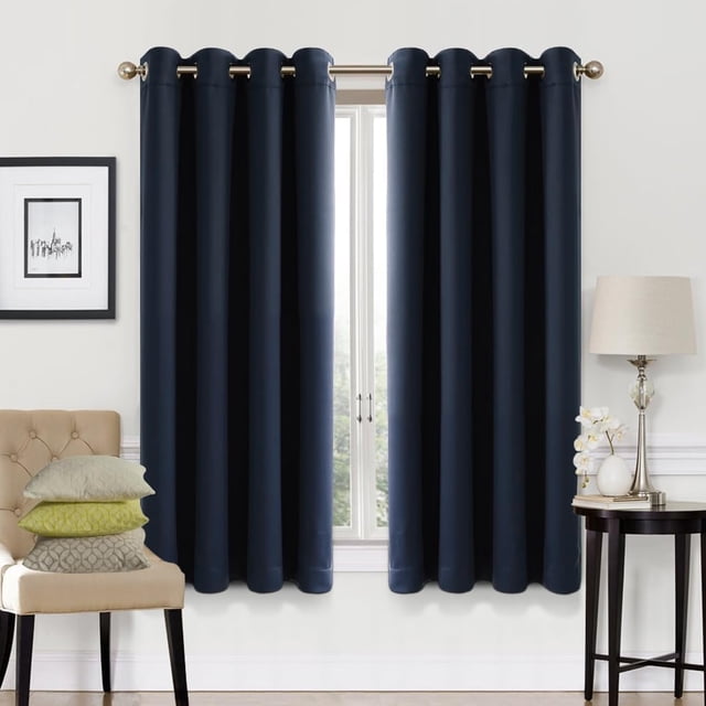 Cortinas Blackout con Aislamiento Térmico para Estar/Recámara Ventana, 2 Paneles Cortinas de Sala de Estar, Suave Poliéster Tela Impermeable, Reducción Ruido (Gris, 132x240cm),Azul tibetano