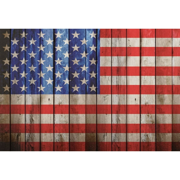American Flag Photography Backdrop Independence Day 4th of July Photo Background Wood floor banner props Background StudioG-342