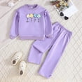 thumbnail image 2 of TOWED22 Infant Toddler Girl 2 Piece Winter Clothes Long Sleeve Soft Crewneck Tee and Joggers Outfits Clothing(Purple,4-5 Y), 2 of 5