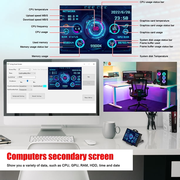 Dual USB PC Display Pantalla secundaria Acrílico DIY para WINDOWS LINUX Raspberry Pi Hugtrwg Nuevos Originales