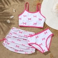 thumbnail image 2 of Tisuna Girl'S Two Pieces Stylish Swimwear With Bowknot Print And Mesh Skirt Cover Up Bikini Set Fashion Stretchy Kids Training Play Beach Bathing Suit Light Pink Size 9-10 Years, 2 of 3