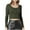 Army Green, variant on Women's Round Neck Long Sleeve Ribbed Slim Fitted Casual Basic Crop Top Brown L