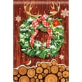 thumbnail image 2 of Cozy Cabin Wreath Winter Garden Flag Snowflakes Bird Antlers Rustic 12.5" x 18", 2 of 2