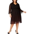 thumbnail image 1 of Anne Klein Vestido imperio con forro transparente estampado para mujer, negro, 20 W, 1 of 1