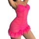 thumbnail image 1 of Gibobby Lencería de encaje Día de San Valentín para mujer Camisón transparente de malla transparente con escote en V profundo para mujer(Rosa caliente, M), 1 of 5