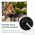 thumbnail image 5 of Round Outdoor Tablecloth with Umbrella Hole and Zipper, Brown Black Ombre Fitted Table Cover with Elastic Edge for 31-35 Inch, Modern Gradient Abstract Art Waterproof Patio Tablecoths for Picnic, 5 of 9