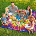 thumbnail image 7 of Colorful Tie Dye Vortex Picnic Blanket Waterproof Outdoor Beach Blanket Hand-held Pad Suitable for Travel, Camping, Beach, Family Gatherings, 7 of 7
