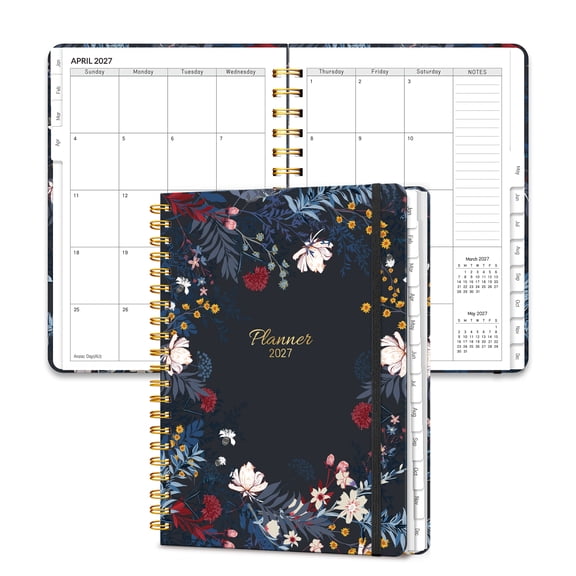 Lonely Oak 2027 Planner 12 Months from Jan.2027 to Dec.2027 6.18"x 8.5", A5 Daily Weekly and Monthly Calendar Agenda(Black Bloss)