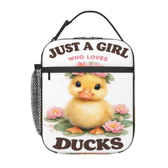 Cute Duck Pattern Lunch Bag Portable Thermal Lunch Box for Men and Women