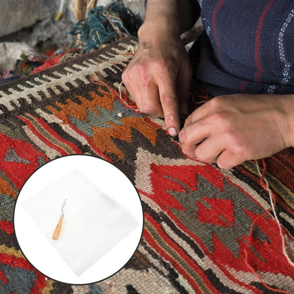WHAMVOX 2 Sets Rug Hooking Mesh with Latch Hook DIY Material for Craft Enthusiasts and Home