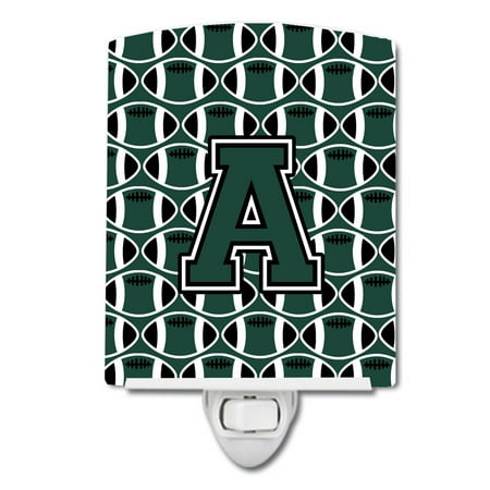 

Caroline s Treasures CJ1071-ACNL Letter A Football Green and White Ceramic Night Light 6x4x3 multicolor