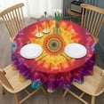 thumbnail image 3 of Colorful Tie Dye Mandala Pattern Round Tablecloth 60"x60",Wrinkle Wipeable Table Cloth for Kitchen Dining Room Picnic Patio Party, 3 of 6