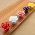 thumbnail image 4 of Joernso Ceramic Door Knob Rose Shape Corrosion Resistance Elegant Vintage Ceramic Rose Floral Knob with Screw for Cabinets Cupboards Drawers, 4 of 8