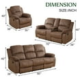 thumbnail image 4 of Caberryne Recliner Couch Set with 4 Recliners for Living Room Furniture Sets，Velvet Reclining Sofa and Loveseat with Cup Holders/Hidden Table for Living Room/Lounge(2 Pieces,Brown), 4 of 5