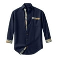 thumbnail image 6 of SERTG Men's Personalized Print Shirt Fall Winter Stylish Tops Linen Long Sleeve Loose Fitted Fashion Casual Top(Navy,XL), 6 of 6
